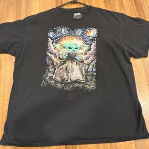 Star Wars Grogu Baby Yoda Starry Night Graphic T-Shirt Men’s 2XL Black